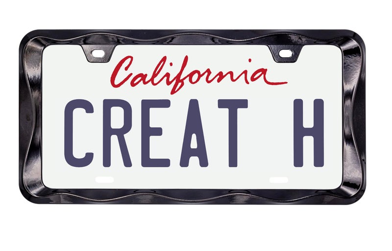 Creathome 3D Curly Wave Pattern Black License Plate Frame from Pure Zinc Alloy Metal - Image 1
